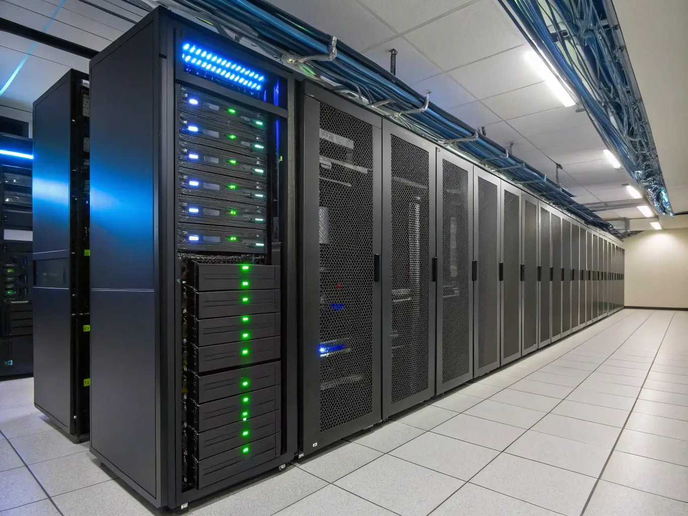 A server rack with virtualized server icons and control panels, used to represent VPS hosting.