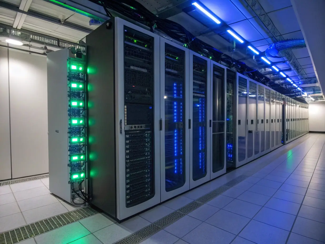 A server room filled with high-performance servers, illustrating Xlabdev's commitment to lightning-fast performance and reliability.